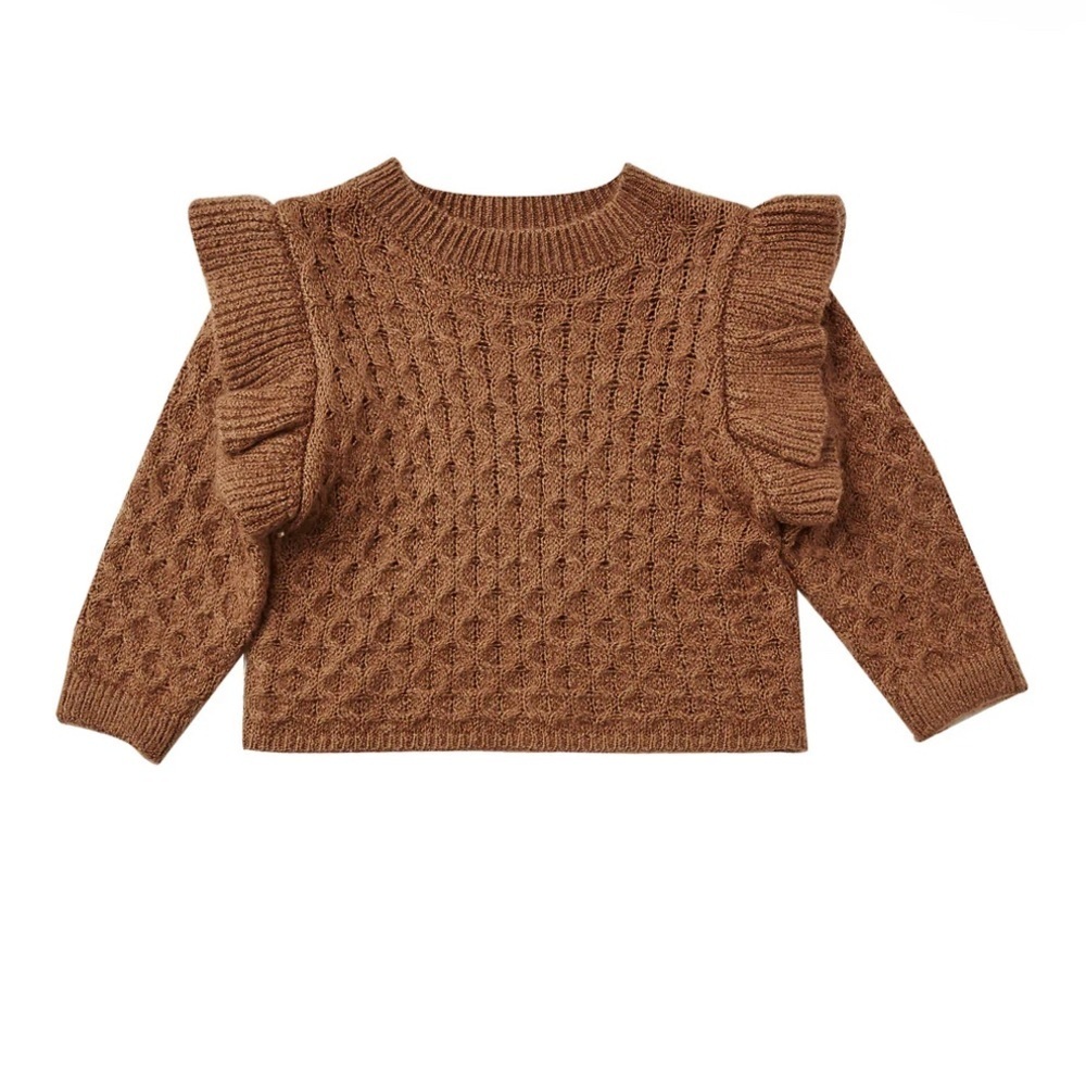 Rylee + Cru Kids Rust Ruffle Sweater soft!!!!!